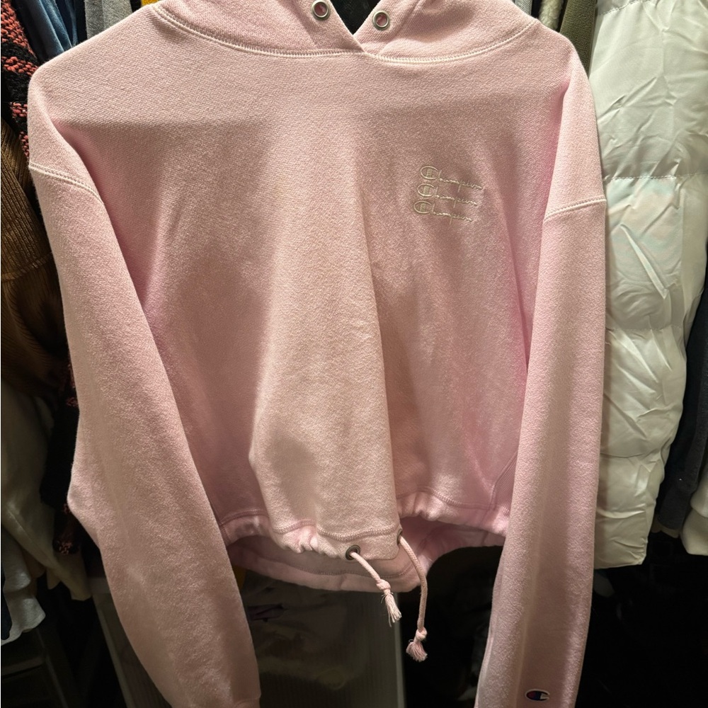 Champion Pink Cropped Hoodie
